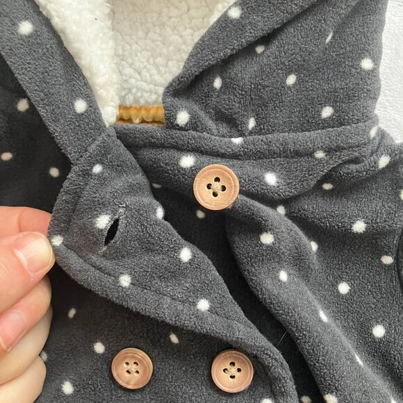 Carter’s 18M Black Polka Dot Hooded Fleece Peacoat EUC Toddler Girl - Picture 12 of 16